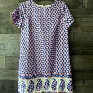J. Crew Paisley Print Gallery Shift Dress Womens 6 Short Sleeve Lined